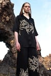 Buy_Dash and Dot_Black 44% Cotton Embroidered Dori Collar Placement Shirt And Pant Set  _Online_at_Aza_Fashions