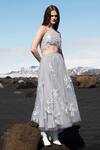 Shop_Dash and Dot_Grey 100% Nylon Embroidery Floral Ribbon Skirt  _Online_at_Aza_Fashions