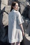 Shop_Dash And Dot_White Cotton, Viscose Embroidery Collared Ribbon Shirt Dress_at_Aza_Fashions