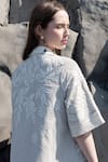 Buy_Dash And Dot_White Cotton, Viscose Embroidery Collared Ribbon Shirt Dress_Online_at_Aza_Fashions