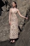 Buy Dash And Dot Gold Nylon Sequins Sweetheart Neck Statement Embroidered Gown at Aza Fashions Buy_Dash And Dot_Gold Nylon Sequins Sweetheart Neck Statement Embroidered Gown _at_Aza_Fashions