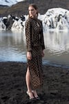 Buy_Dash And Dot_Black Polyester Cut Work Bandeau Neck Caning Jacket And Skirt Set _Online_at_Aza_Fashions