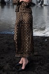 Shop_Dash And Dot_Black Polyester Cut Work Bandeau Neck Caning Jacket And Skirt Set _Online_at_Aza_Fashions