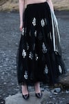 Buy_Dash And Dot_Black Nylon, Polyester Embroidery Bandeau Neck Floral Applique Skirt And Set _Online_at_Aza_Fashions