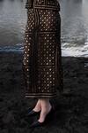 Dash And Dot_Black Polyester Cut Work Bandeau Neck Caning Jacket Skirt Set _at_Aza_Fashions