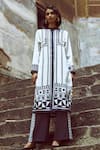 Buy_Dash and Dot_White 100% Recycled Polyester Print Tribal Band Geo Tunic With Pant  _at_Aza_Fashions