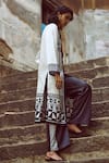 Dash and Dot_White 100% Recycled Polyester Print Tribal Band Geo Tunic With Pant  _at_Aza_Fashions