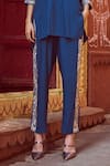 Buy Dash And Dot Blue Viscose Embroidery V-neck Gara Yoke Tunic With Pant Online at Aza Fashions Buy_Dash And Dot_Blue Viscose Embroidery V-neck Gara Yoke Tunic With Pant _Online_at_Aza_Fashions