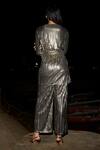 Shop_Dash And Dot_Gray Polyester Round Neck Grey Metallic Pleated Pant Set _at_Aza_Fashions