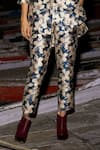 Buy_Dash and Dot_Blue 91% Polyester Brocade Floral Round Pattern Long Top With Pant  _Online_at_Aza_Fashions