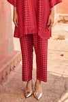 Shop Dash And Dot Red Viscose Collared Rattan Print Tunic With Pant Online at Aza Fashions Shop_Dash And Dot_Red Viscose Collared Rattan Print Tunic With Pant _Online_at_Aza_Fashions