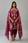 Buy Kora Wine Silk, Chanderi Embroidery, Gota Patti, Sequins, Zari Round Phiran Kurta Set at Aza Fashions Buy_Kora_Wine Silk, Chanderi Embroidery, Gota Patti, Sequins, Zari Round Phiran Kurta Set _at_Aza_Fashions