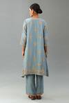 Shop_Kora_Blue Silk, Chanderi Sequins, Gota Patti, Embroidery, Tassels Round Kurta Set _at_Aza_Fashions