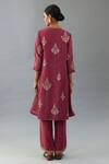 Shop_Kora_Wine Silk Chanderi Embroidered Zari Round Thread Short Anarkali Set  _at_Aza_Fashions