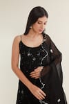 ASRUMO_Black Kurta And Sharara Georgette Embroidery Mirror Scoop Bloom Set _Online_at_Aza_Fashions