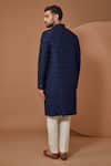 Shop_Kasbah_Blue Silk Embroidery Thread Work Sherwani_at_Aza_Fashions