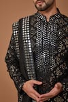 Shop_Kasbah_Black Silk Embroidered Mirror Hand Kurta With Stole _at_Aza_Fashions