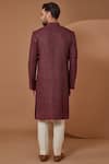 Shop_Kasbah_Maroon Silk Embroidered Thread And Sequins Sherwani_at_Aza_Fashions