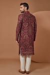 Shop_Kasbah_Black Georgette Embroidered Thread Jamawar Sherwani_at_Aza_Fashions