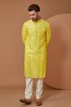 Buy_Kasbah_Yellow Silk Mirrors, Embroidery Mirrorwork Kurta_at_Aza_Fashions