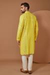 Shop_Kasbah_Yellow Silk Mirrors, Embroidery Mirrorwork Kurta_at_Aza_Fashions