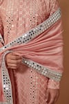 Kasbah Peach Silk Sequins, Mirrors Embroidered Kurta at Aza Fashions Kasbah_Peach Silk Sequins, Mirrors Embroidered Kurta_at_Aza_Fashions