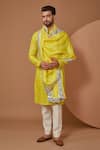 Kasbah Yellow Silk Mirrors, Embroidery Blossom Mirrorwork Kurta Online at Aza Fashions Kasbah_Yellow Silk Mirrors, Embroidery Blossom Mirrorwork Kurta_Online_at_Aza_Fashions