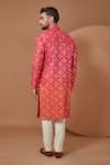 Shop_Kasbah_Pink Silk Embroidered Thread Ombre Mirrorwork Kurta_at_Aza_Fashions