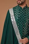 Shop_Kasbah_Green Silk Embroidered Thread Jaal Kurta With Stole _at_Aza_Fashions