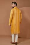 Shop_Kasbah_Yellow Georgette Embroidery Thread Mirror Kurta _at_Aza_Fashions