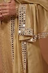 Shop_Kasbah_Beige Silk Embroidery Mirror Work Kurta With Stole_at_Aza_Fashions