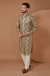 Buy_Kasbah_Green Georgette Sequins, Embroidery Chevron Kurta_at_Aza_Fashions