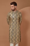 Kasbah_Green Georgette Sequins, Embroidery Chevron Kurta_Online_at_Aza_Fashions