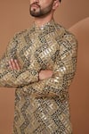 Buy_Kasbah_Green Georgette Sequins, Embroidery Chevron Kurta_Online_at_Aza_Fashions