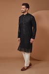 Buy_Kasbah_Black Georgette Embroidery Chikankari Work Straight Kurta Set _at_Aza_Fashions