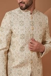 Buy_Kasbah_Ivory Chanderi Silk Embroidery Floral Bandhgala _Online_at_Aza_Fashions