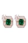 Buy_Prata_Green Crystals, Stones Stud Earrings _at_Aza_Fashions