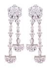 Shop_PRATA_White Imported Cubic Zirconia Floral Dangler Earrings _at_Aza_Fashions