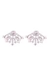 Buy_Prata_White Crystals Diamond Burst Ear Jacket Studs_at_Aza_Fashions