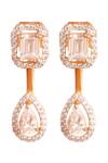 Buy_Prata_White Crystals Emerald Halo Solitaire Stone Studs _at_Aza_Fashions