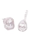 Prata_White Crystals Emerald Halo Stone Studs _Online_at_Aza_Fashions