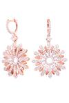 PRATA_White Imported Cubic Zirconia Sunbeam Sparkle Dangler Earrings _Online_at_Aza_Fashions