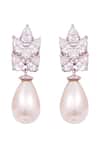 Shop_Prata_White Imported Cubic Zirconia Rhodium Plated Dangling Earrings _at_Aza_Fashions