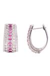 Shop Prata Pink Crystals Cubic Zirconia Baguette Hoops at Aza Fashions Shop_Prata_Pink Crystals Cubic Zirconia Baguette Hoops _at_Aza_Fashions