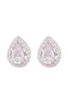 Buy_Prata_White Diamonds, Crystals Tear Drop Stone Encrusted Studs _at_Aza_Fashions