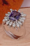 Buy_Prata_Blue Crystals Stone Encrusted Finger Ring _at_Aza_Fashions