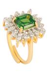 Shop_Prata_Green Crystals Stone Cubic Zirconia Ring _at_Aza_Fashions