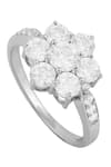 Buy Prata White Imitation Diamonds Floral Pattern Stone Encrusted Ring at Aza Fashions Buy_Prata_White Imitation Diamonds Floral Pattern Stone Encrusted Ring _at_Aza_Fashions