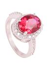 Shop_Prata_Red Imitation Diamonds Cubic Zirconia Halo Ring _at_Aza_Fashions