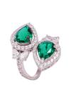 Buy_Prata_Green Diamonds, Stones Double Embellished Ring _at_Aza_Fashions